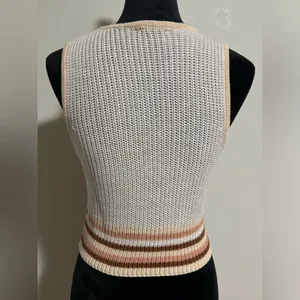 EUC Altar’d State Cream and Brown Cozy Knit Tank size large thumbnail 4