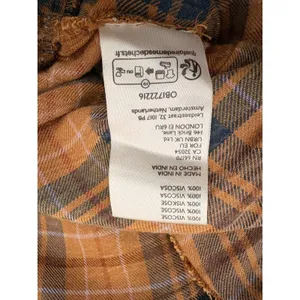 Free People Plaid Ruffle Mini Skirt Size Orange Blue High Waist Boho L thumbnail 5
