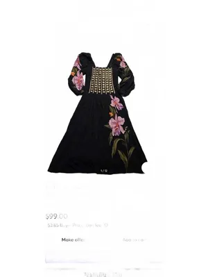 Farm Rio x Anthropologie Floral Long-Sleeve Midi Dress in Black, Size XS thumbnail 3