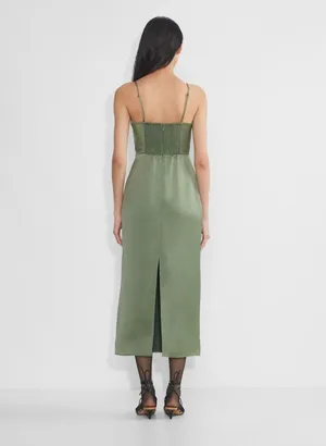 Wilfred aritzia Madelyn square neck Smokey sage green Midi dress Sz 10 Elegant thumbnail 14