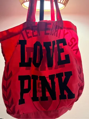 PINK Victoria's Secret Pink Canvas LOVE PINK Logo Tote thumbnail 3