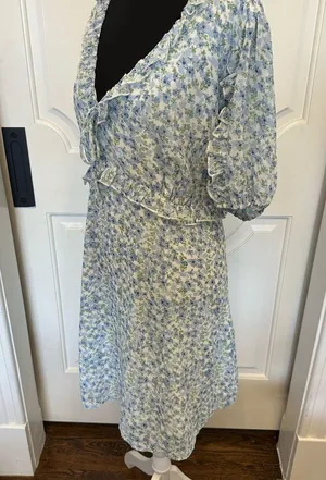 Arula B Short Sleeve Floral Blue Dress Bohemian Flowy Plus Size Altar’d State thumbnail 8