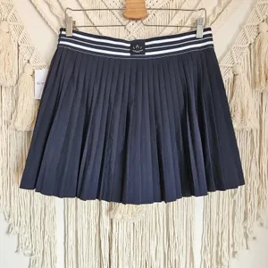 Beyond Yoga If You Pleats Tipped Elastic Mini Skirt Navy Striped Waist XL NEW thumbnail 9