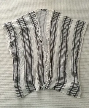 aerie Black and White Striped Open Kimono thumbnail 1