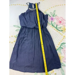 As‎ U Wish Navy Blue Halter Dress Silver Neck Detail Elastic Waist Size M thumbnail 4