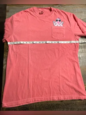 Comfort Colors Pink Short Sleeve Pocket Tee w/ Heart-Sunglasses Checkered Ghost thumbnail 5