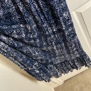 Lucky Brand John Robshaw Crochet Lace Back Maxi Dress Navy Blue White Small Boho thumbnail 7