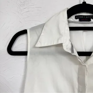 Alice & Olivia White Button Down Sleeveless Blouse Womens XS Preppy Classic Top thumbnail 5