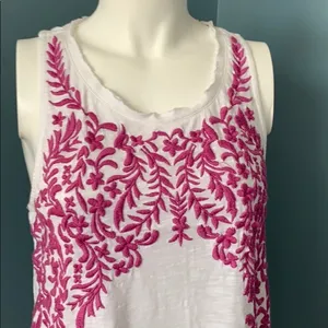 Lucky Brand White & Purple Embroidered Tank Small thumbnail 3