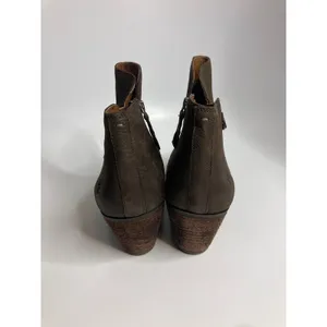 Frye Ankle Boots Womens 8.5 Brown Excellent Leather Pointed Toe Side Zip Booties thumbnail 4