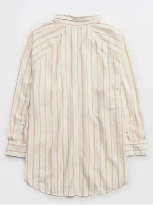 Aerie Striped Linen Blend Buttondown Coverup Shirt thumbnail 5