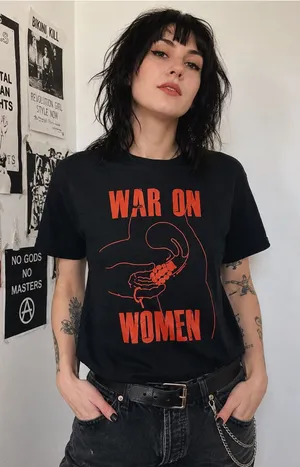 War On Women Band T Shirt Large Black Red Graphic Feminist Punk Tee Unisex thumbnail 1