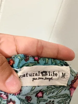 Natural Life Maddie Maxi Dress Turquoise Pink Floral Ruffle Boho Size M thumbnail 9