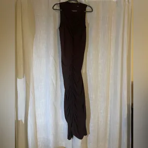 Zara Brown Ruched Maxi Dress thumbnail 3