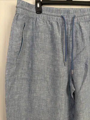Athleta Retreat Linen Jogger Pants Women Size 16 Blue #531704 thumbnail 2