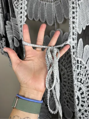 Rebellion Ember Black Sheer Crochet Kimono Embroidery Duster Whimsigoth Western Boho thumbnail 6