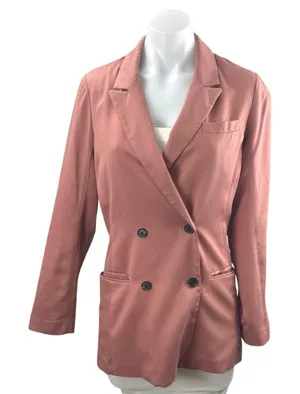 Abercrombie & Fitch Pink Double Breasted Peak Blazer Coat Suit Jacket Size XS thumbnail 1