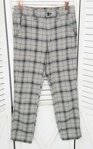 American Eagle Outfitters Plaid Flannel Super High‎ Rise Skinny Trousers Beige 4 thumbnail 1