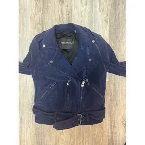 Bagatelle NYC Suede 100% Leather Moto Jacket‎ Full Zip Blue Women's Size Small thumbnail 5