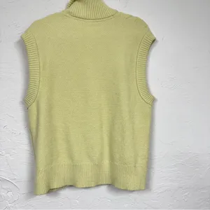 Free People Yellow Cable Knit Quarter Zip Sweater Vest Womens M Classic Preppy thumbnail 12