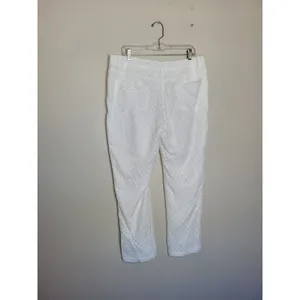 Elaine Kim White Eyelet Lace Trouser Pants English Countryside Equestrian Large thumbnail 8