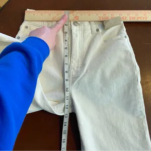 Madewell The '90s Straight‎ Crop Jeans Raw Hem in Tile White Size 23 NWT thumbnail 7