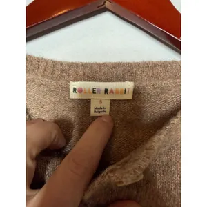 Roller Rabbit Lurex Shine Moxie Cardigan Alpaca mix in tan camel sz S thumbnail 3