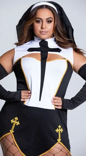 NEW Music Legs Bad Habit Nun Plus Size Halloween Costume Size 1X/2X thumbnail 1
