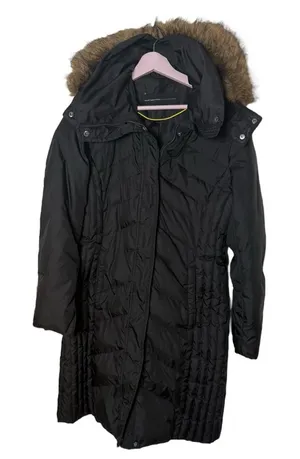 Marc NY parka quilted coat feather down mid length jacket removable‎ collar S thumbnail 1