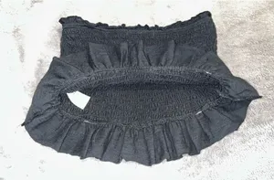 Free People Black Ruffled Strapless Top 100% Cotton thumbnail 8