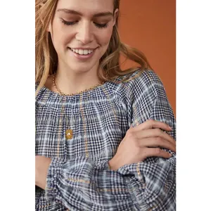 Anthro‎ Pilcro Shari Plaid Smocked Blouse Cottagecore Boho Top Sz M thumbnail 14