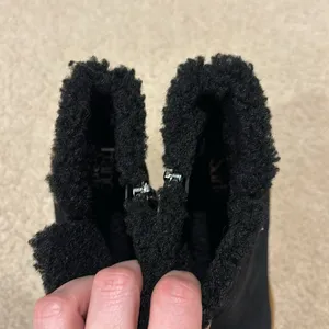 NWOT Franco Sarto Ulayna Suede Faux Shearling Wedge Booties Women’s 7.5 Black thumbnail 7