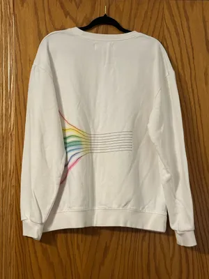 Seek Discomfort Women's Cream Graphic Sweatshirt with Rainbow Detail - Size XL thumbnail 2