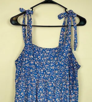 Madewell Women’s Boho Cottagecore Floral Print Shoulder Tie Tiered Midi Dress thumbnail 2