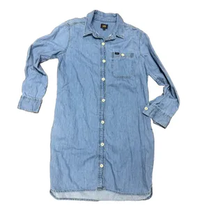 Lee‎ blue jean Shirt Dress M Denim Button front Western Academia 100% cotton thumbnail 2