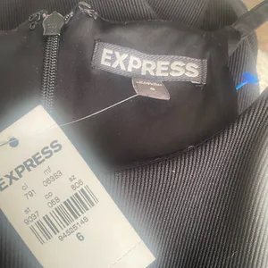 Express Women's Black Ribbed Asymmetric Sheath Dress Size 6 NWT thumbnail 8