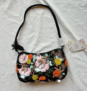 New with tags TJ MAXX Marshall’s viral beaded shoulder bag floral bead sequin bag thumbnail 1