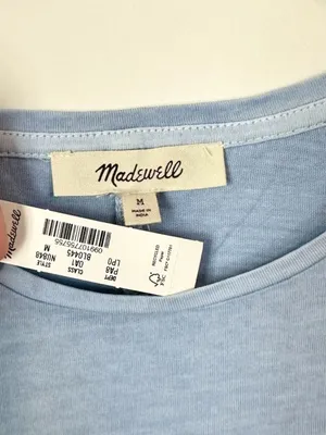 NWT Madewell Light Blue Essential Slim Tee in Lightweight Cotton - Size: Medium thumbnail 3