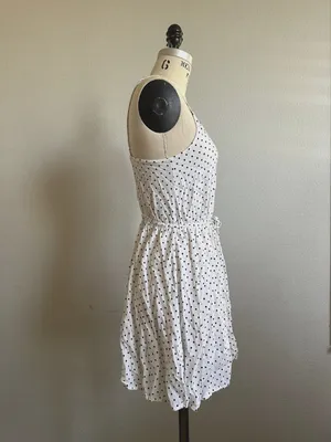 Polka Dot Spaghetti Strap Drawstring Mini Dress Size Junior 10 thumbnail 4