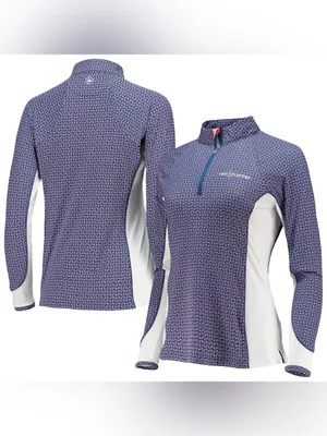 Peter Millar the players sun Navy and White Printed Quarter-Zip Long-Sleeve Top thumbnail 2