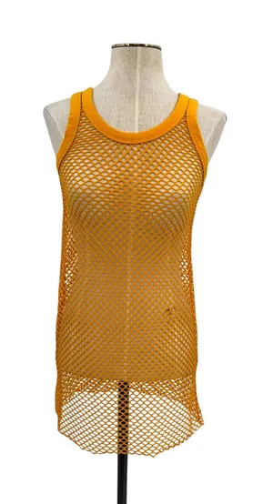 Jaded London Fishnet Mesh Tank Top Yellow Festival Y2K Sheer US 4‎ thumbnail 1