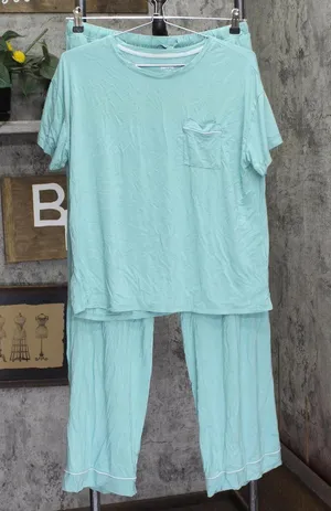 State Of Day Womens 2-Pc. Fluid Knit Pajamas Set 100189787MS Canton Blue Green M thumbnail 1