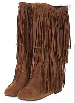 Western Fringe Boots Brown Size 6 thumbnail 3