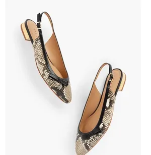 NIB TALBOTS EDISON BOW EMBOSSED SLINGBACK FLATS 100% Leather thumbnail 2