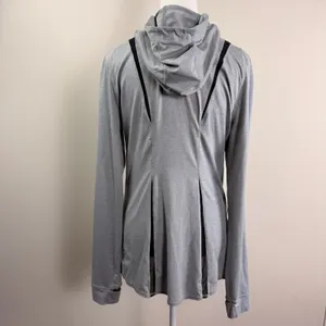 Gymshark Womens Grey Marl‎ Full Zip Training Hoodie Thumbholes GLTT4463 Large thumbnail 3