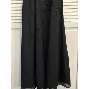 Night‎ Scene Black Beaded Chiffon Halter Keyhole Long Formal Gown Size M Lined thumbnail 3