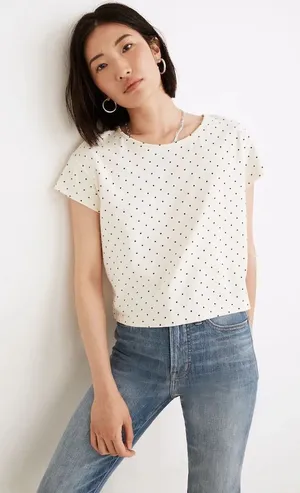 Madewell Cream Polka Dot Short Sleeve Tee thumbnail 1