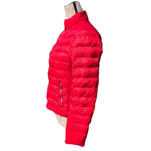 Zara Woman Red Quilted Down Puffer Jacket Mock Neck Slim Fit Size Medium‎ thumbnail 4