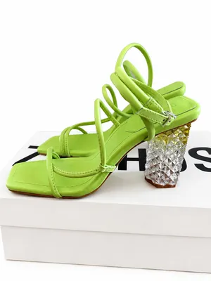 Schutz Mayte Heeled Sandals Women's Ankle Strap Heels Lime Green Size 5.5 thumbnail 2