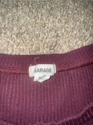 Garage - Ribbed Long Sleeve Crop Top - M, Plum Purple thumbnail 2